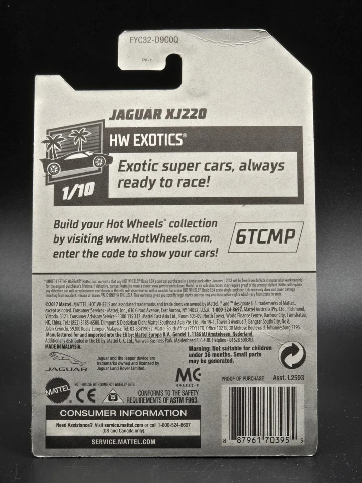 Hot Wheels HW Exotics 1/10 (2018) Orange Jaguar XJ220 Toy Car 234/250 - Image 2 of 2