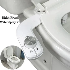 Bidet Fresh Water Spray Kit Non Electric Toilet Seat Attachment with Dual Nozzle