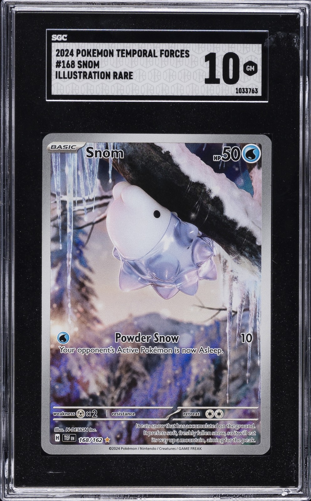 2024 POKEMON TEF EN-TEMPORAL FORCES ILLUSTRATION RARE #168 SNOM SGC 10 GM