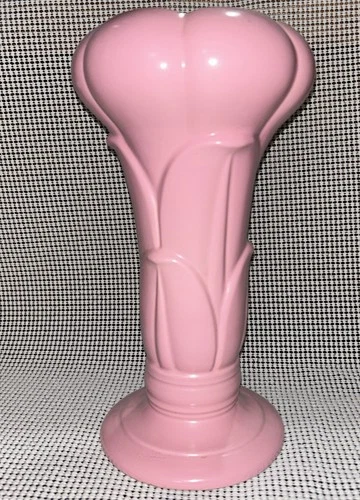 HTF Vintage Hull Pottery Art Deco Pink Tall Fluted Vase #162