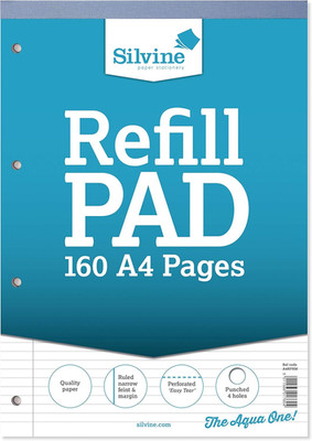 A4 Nachfüllblock - schmal liniert mit Rand (160 Seiten) 5er Pack