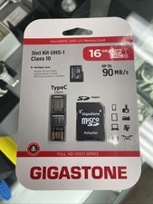 Gigastone 3in-1 Kit 16GB microSDHC Memory Card Micro-USB Adapter Class