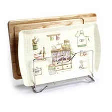 Cutting Board Rack Chopping Board Organizer Stand Holder Kitchen Countertop P...
