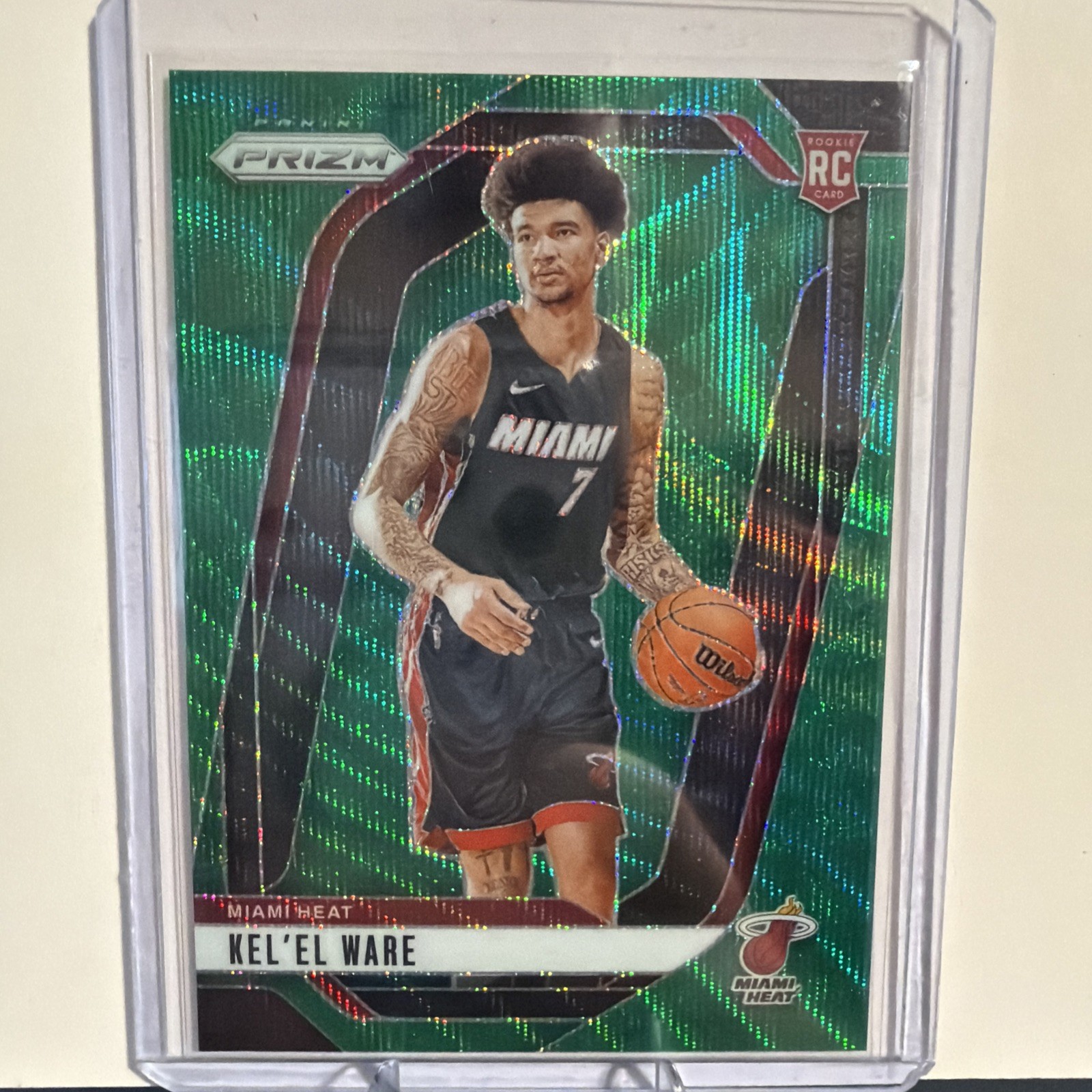 2024-25 Panini Prizm - Kel'el Ware #248 Green Wave Prizm (RC) MIAMI HEAT