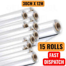 Kitchen Aluminium Foil 12M x 30cm Catering Wrapping Baking BBQ Tin Foil 5 Rolls