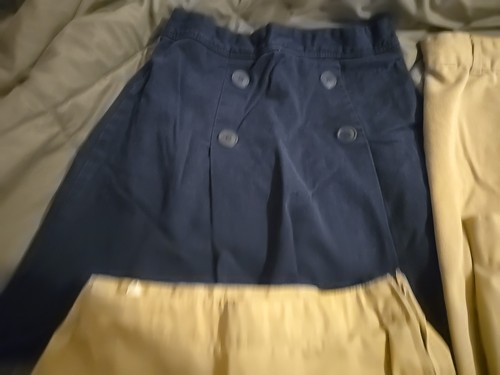 Girls School Uniform Lot Of 6 Blue Khaki Skirts Kids Size 7 And 8 - Picture 2 of 9