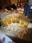 Vintage 1970’s Anchor Hocking Amber Diamond Optic Iced Glasses-set Of 6, 16oz