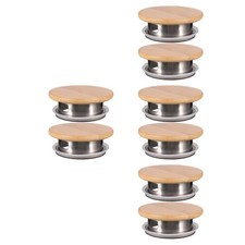 8 pcs Water Jug Lid - 3.6" Pitcher Lid with Bamboo Top, Stainless Steel