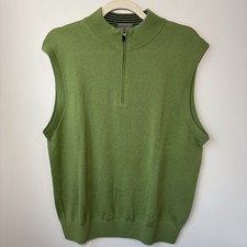 Fennec Golf Vest Men  s 1/4 Zip Merino Wool Blend Green Size L Large Lightweight