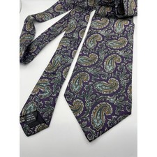 Enrico Guccini Mens Purple Paisley Silk Tie Extra Long XL Made in USA Necktie