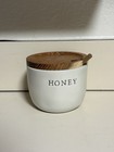 Hearth Hand Magnolia Honey Pot Jar Stoneware, Acacia Wood — photo 2