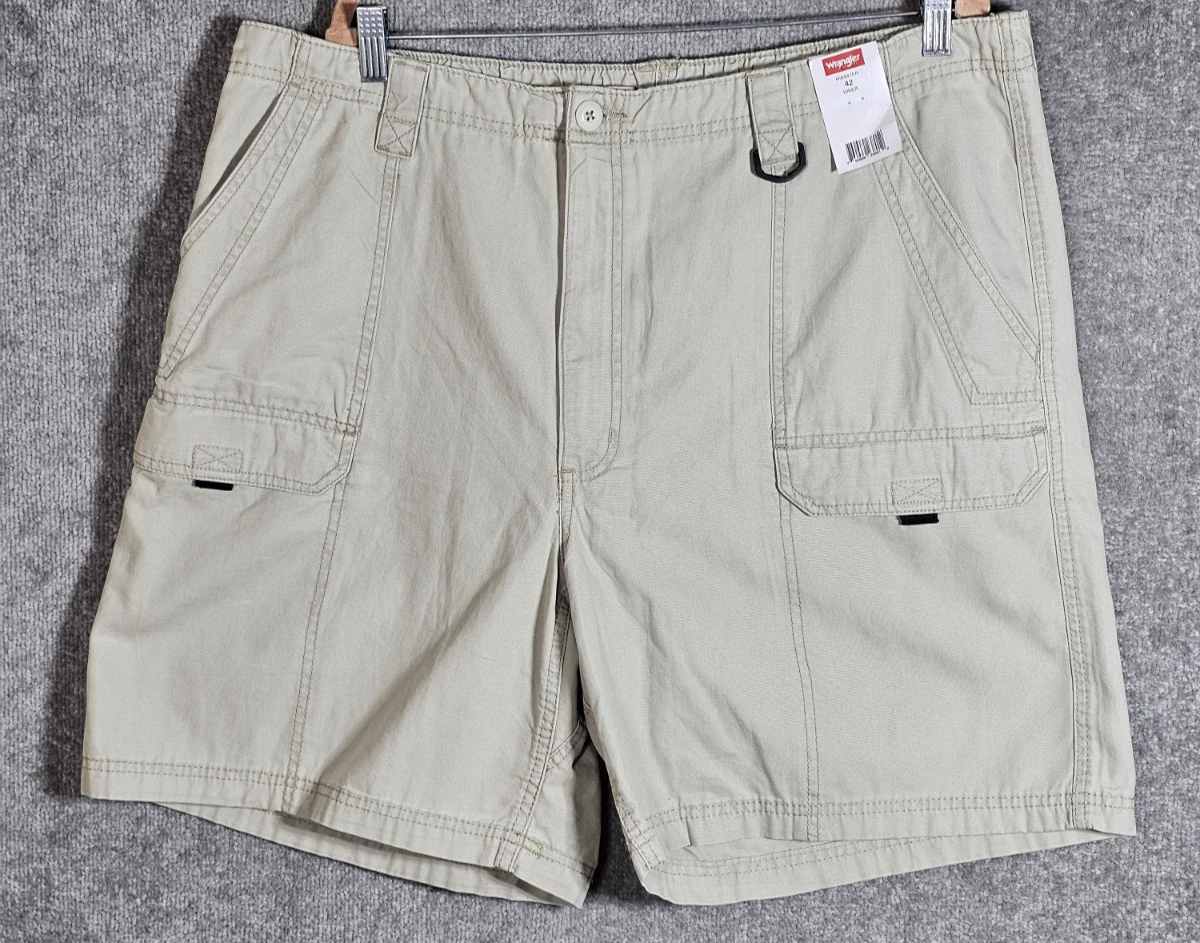 Wrangler Hiker Cargo Shorts Mens Size 42 Khaki Beige Pockets Camping Hiking New