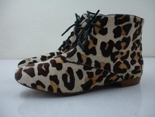 Women's 6 36 Zara Basic Collection Leopard Hair Calf Fur Ankle Boots Chukka Flat