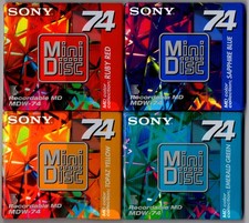  4 Sony MD MiniDiscs Color Collection Mix 74mins Sealed New 4 different colors.