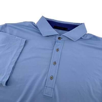 Greyson Tala Short Sleeve Polo Wolf Blue Men L Performance Stretch Golf Solid