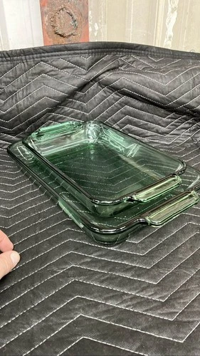 Anchor Hocking Green Glass Baking Casserole Dish Set 1 Qt & 3 Qt Ovenware