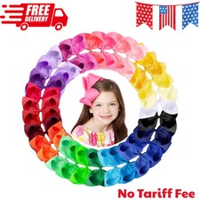 30 Pack 6 Inch Grosgrain Ribbon Hair Bows with Alligator Clips Girls Accessories