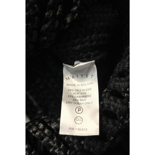 Maiyet Damen schwarz Kaschmir Seide Fransen Häkel Tunika Shirt-Größe L - Bild 3 von 4