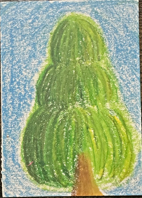 ACEO Original Painting (2.5 X 3.5 in.) Oil Pastel, Abstract, Tree
