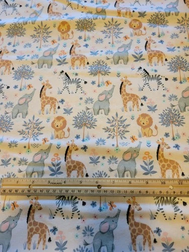 2 Yards Camelot Pale Pink Jungle Animal Flannel Fabric