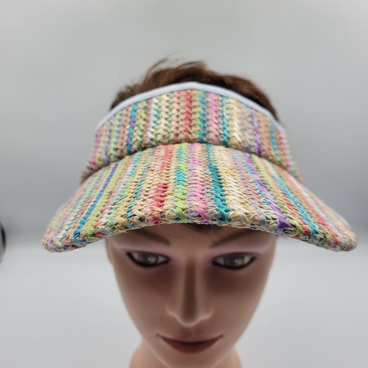 Lele Sadoughi Raffia Stretch Band Visor Golf Beach Hat 