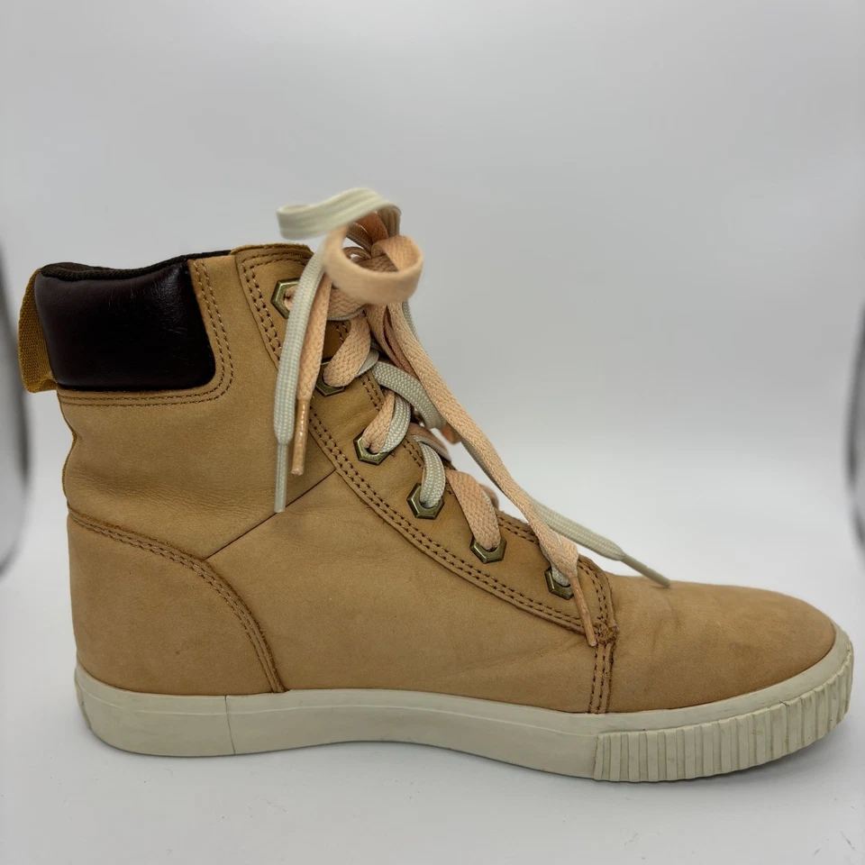 Timberland Mujer Zapatillas Altas Cuero Marrón Tostado Con Cordones Talla 7 EU38 Foto 2 de 4