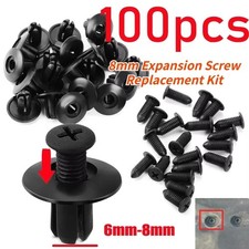 100Pcs 8Mm Plastic Rivets Fasteners Screw Car Bumper Fender Black Rivet Car
