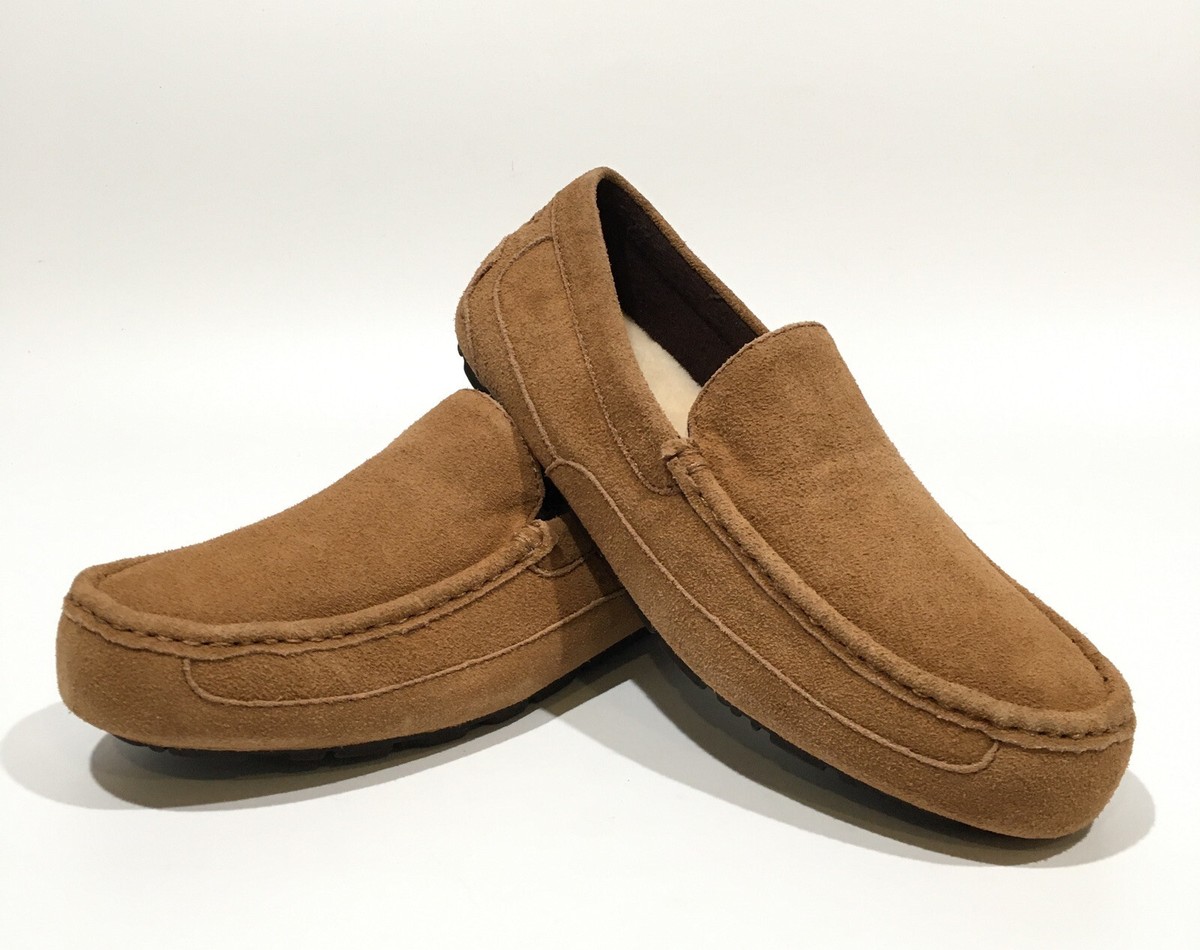 UGG Alder Men’s Shearling Suede Brown Slip On Loafers Size 10 UGG Slippers Mens Size 12 Brown Suede Moccasins Wool  main image 2