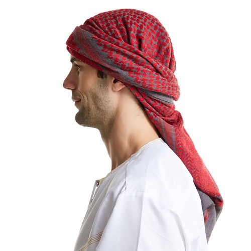 Muslim Men Plaid Print Headscarf Arab Shemagh Dubai Turban Cap Middle East Shawl - Picture 2 of 37