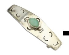 Handmade Navajo Hair Clip Barrette 925 Silver Natural Turquoise Native Artist