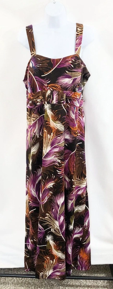 Olivia Matthews Women Floral Maxi Dress Size 16 Multicolor Print Sleeveless  | eBay