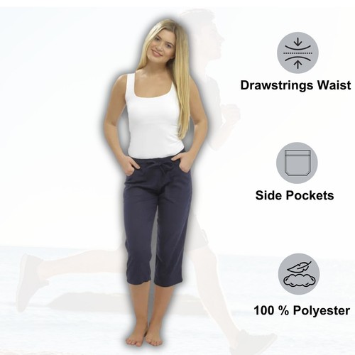 Womens Ladies Linen 3/4 Long Summer Shorts UK Size 10 12 14 16 18 Pants Bottoms - Picture 16 of 16