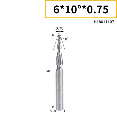 6mm Shank Solid Carbide Taper Ballnose End Mill R0.25-R2.0 HRC55° CNC Router Bit - Picture 30 of 31