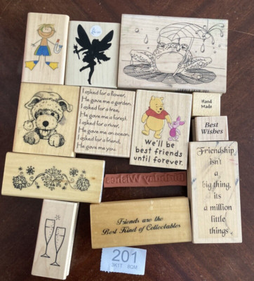 13 Holzrücken verschiedene Themen - Gummistempel - Basteln & Karten basteln