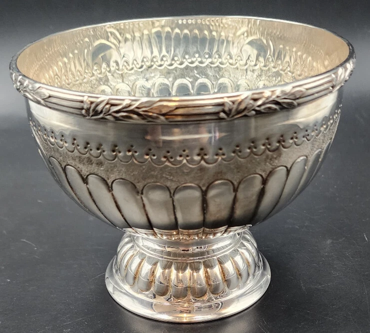 Grande Coupe ancienne, Métal argenté, Décor victorien, Poinçons anglais, 675 gr - Photo 3/4