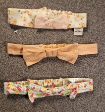 Baby Girls Headband Bundle 3-6 Months Floral Pink Bow Hook & Loop (H68) 