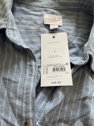 Isabel maternity By Ingrid & Isabel linen Long Sleeve Striped Shirt Size small - Picture 5 of 5