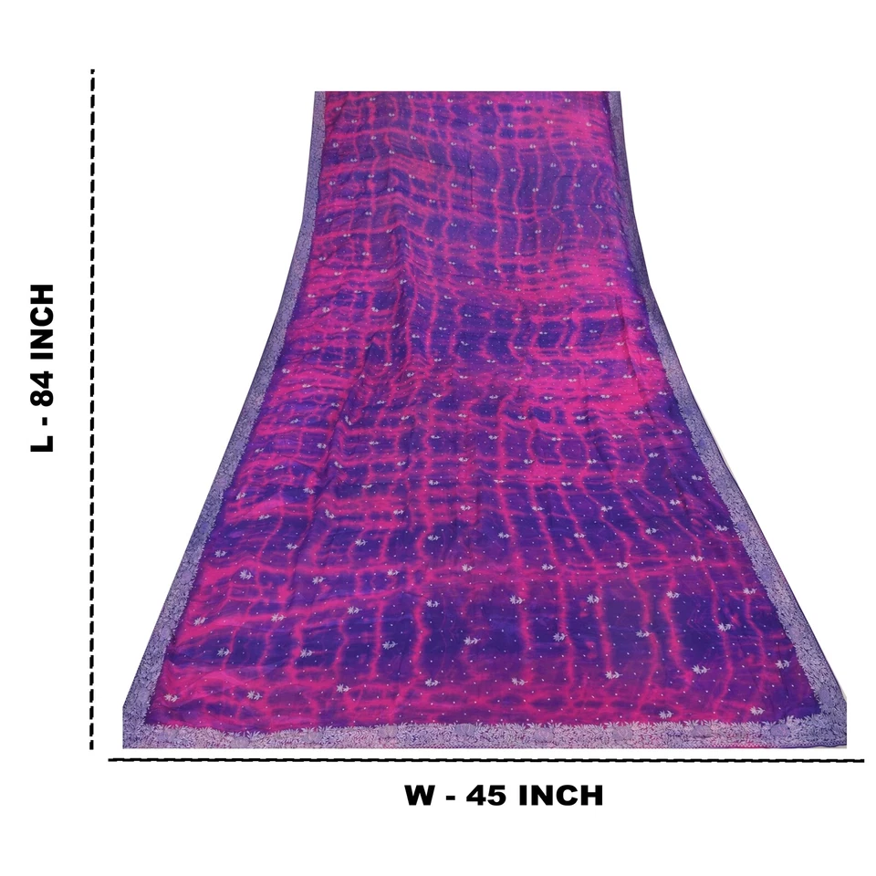 Velo Tie-Dye Sanskriti Vintage Dupatta Estola Larga Gasa Pura Bordado a Mano Foto 4 de 4