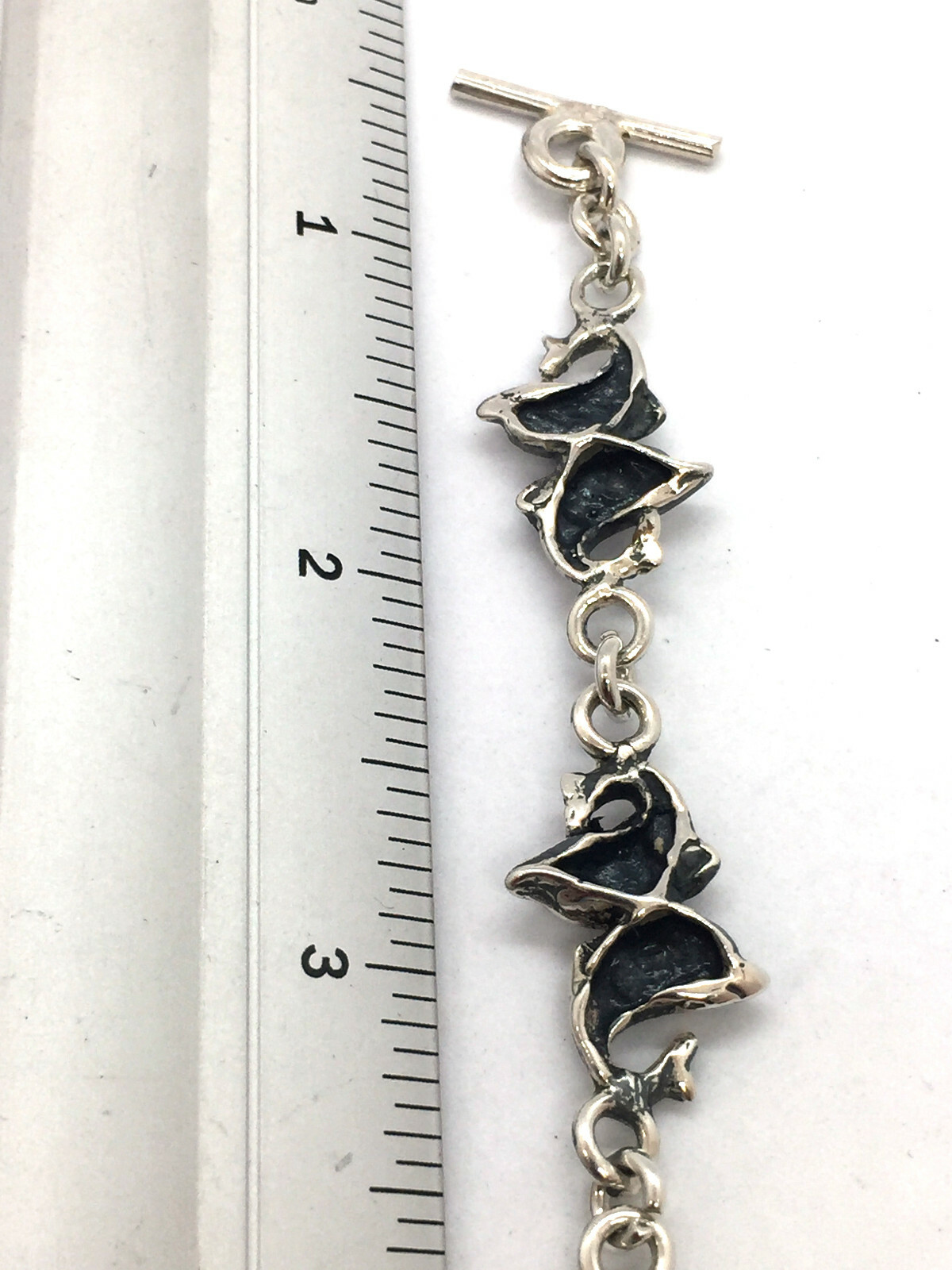 Solid 925 Sterling Silver Dolphin Bracelet with T… - image 3