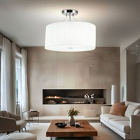 Design HäNge Lampe Schlaf Wohn Zimmer Beleuchtung Textil Decken Leuchte Weiß