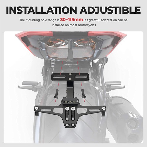 Motorcycle License Plate Holder Mount W/ LED Tail Light Fender Eliminator Kit - Picture 10 of 13