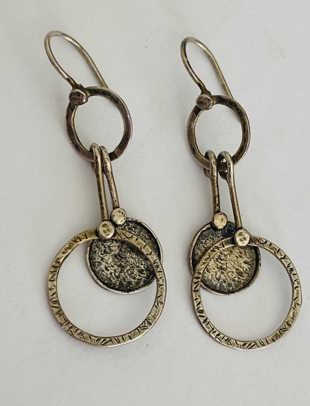 RARE Silpada Circle Disk Dangle Drop Hammered Oxi… - image 3