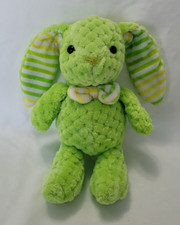Light Green Tufted Chenille Bunny Plush 9 inch Green Striped Ears