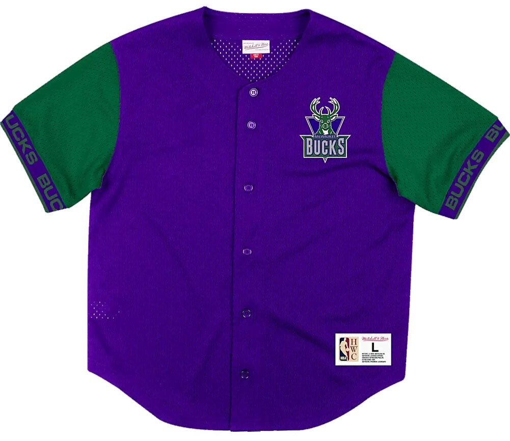 Mitchell Ness Milwaukee Bucks Pure Shooter Mesh Button Front