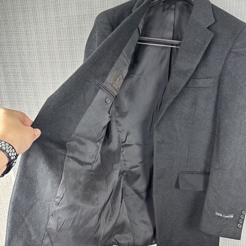 Jos A Bank Traveler Tailored Fit Blazer Jacket 38L Black Camel Hair Sport Coat - Picture 7 of 19