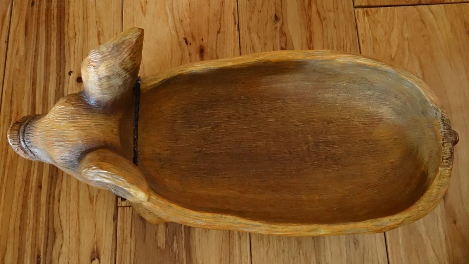 Cuenco de cerdo de resina caprichoso único de 15" de largo Foto 4 de 4