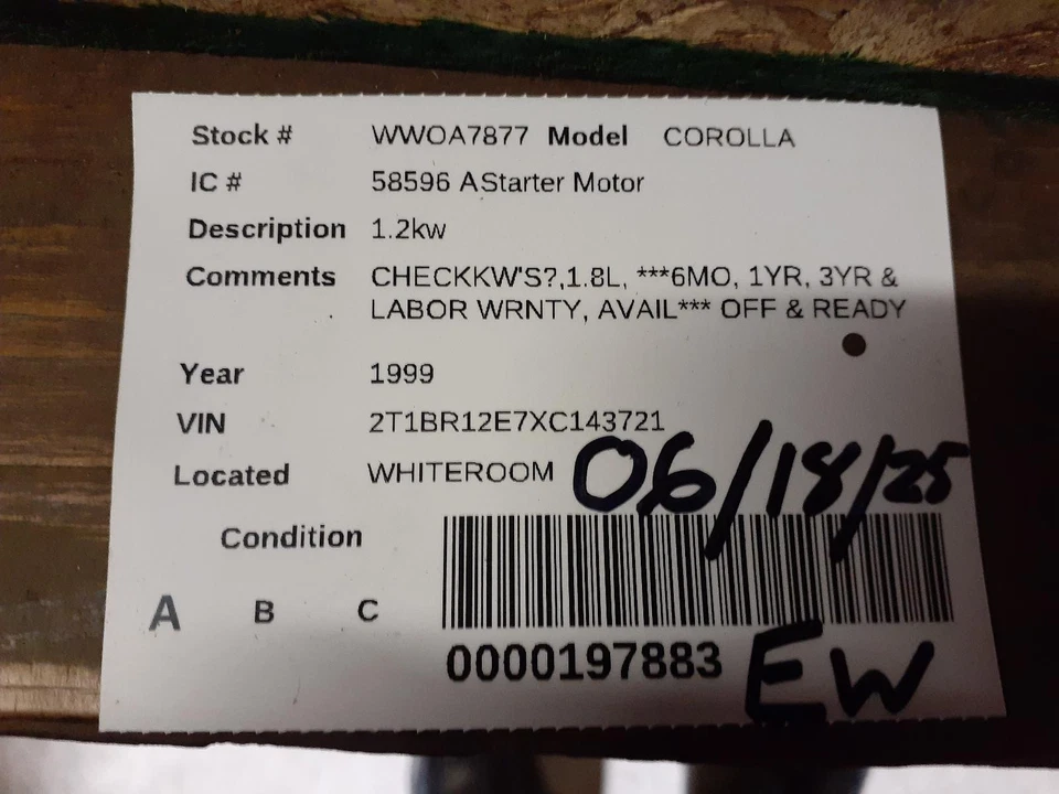 Motor de arranque usado se adapta a: Toyota Corolla 1999 1,2 kW grado A Foto 3 de 4