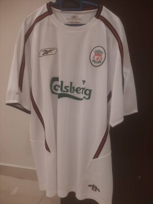 VINTAGE Liverpool FC Away Jersey Men Large White Green