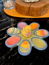 Easter Decor Deviled Egg Holder Centerpiece Blossoms & Blooms Chick Holds 7 Egg