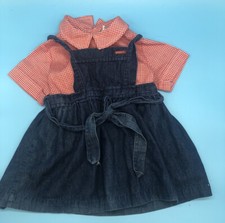 Vintage Sasson Toddler Girls Denim Dress 3T Size Red Gingham Made in the USA